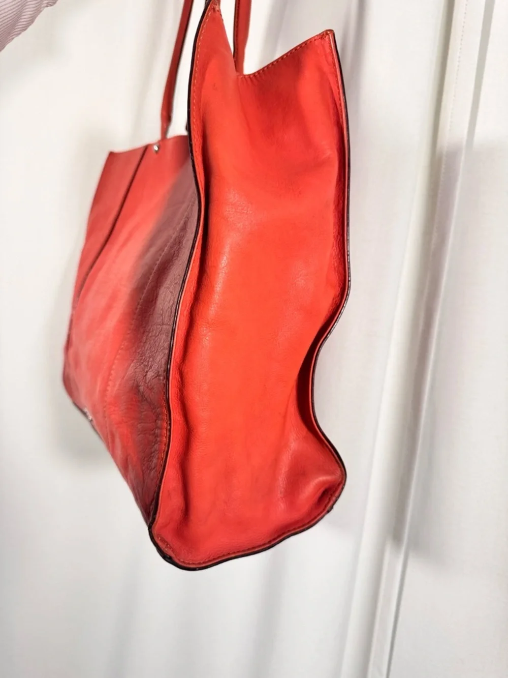 Rebecca Minkoff Coral Red Leather Tote Bag